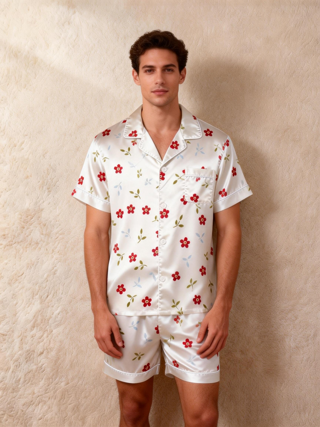 Romantic Silky Sleep Set for Couples ¨C Satin Pajamas