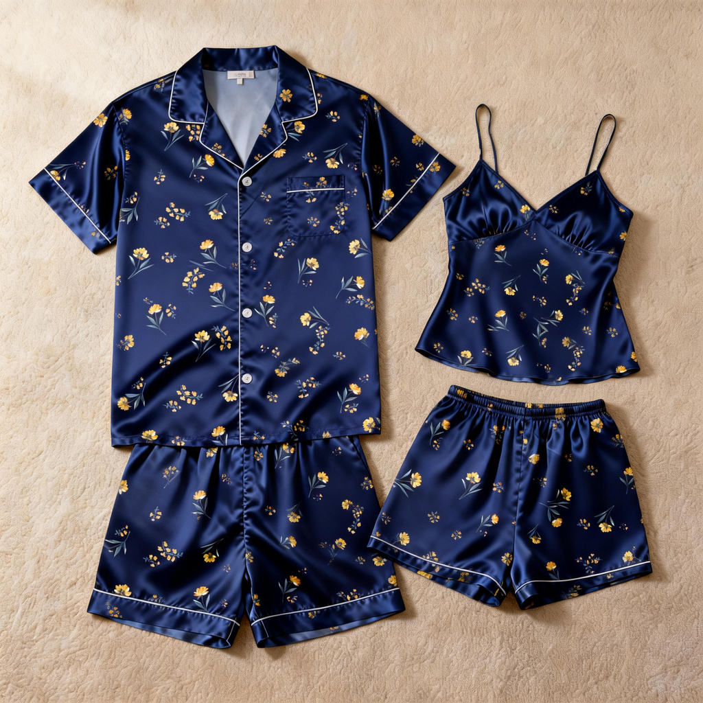 Silky Satin Couple Pajamas ¨C Perfect for Wedding Nights