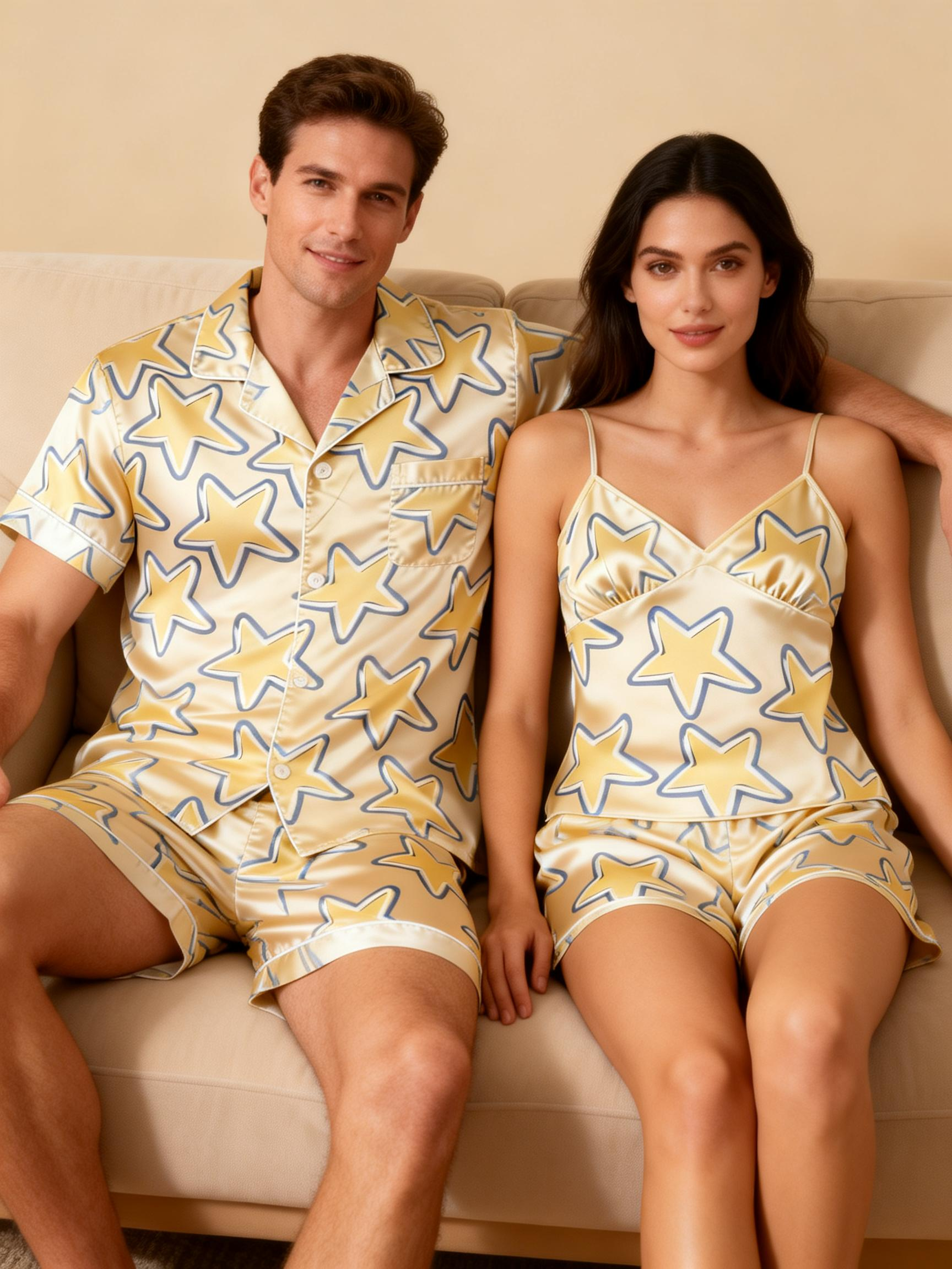 Couple¡¯s Silky Bedtime Set ¨C Satin Pajama Shorts
