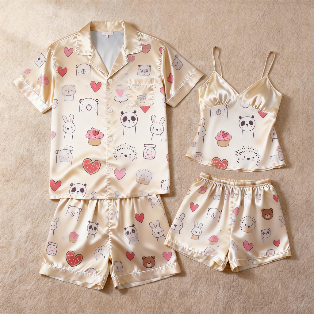 Silky Satin Pajamas Short Set ¨C Couple¡¯s Sleep Essential