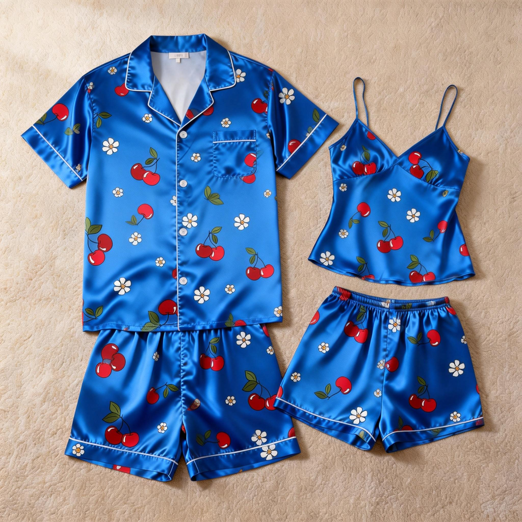 Couple¡¯s Silky Sleep Shorts ¨C Satin Pajama Set