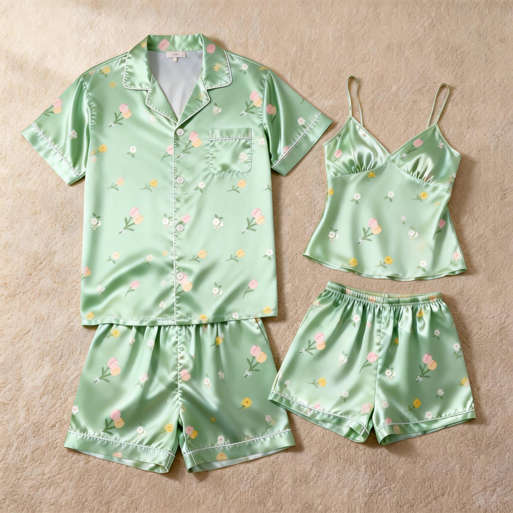 Silky Satin Pajama Shorts for Two ¨C Romantic Sleep Set