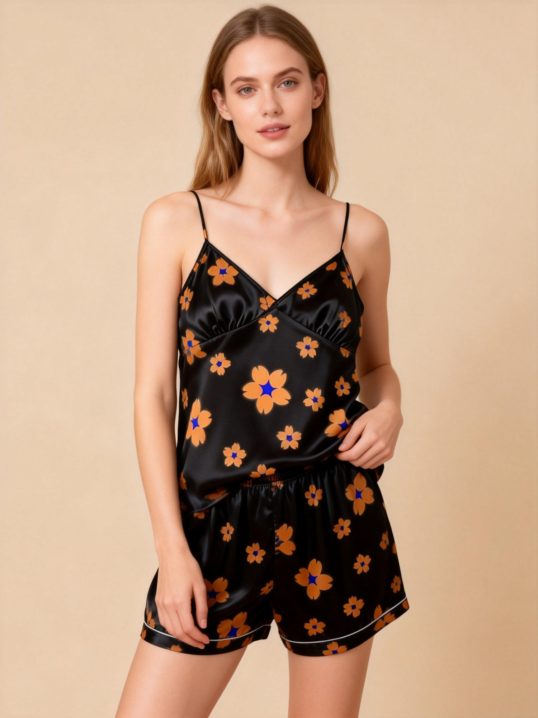 Couple¡¯s Silky Sleepwear ¨C Satin Pajama Shorts Set