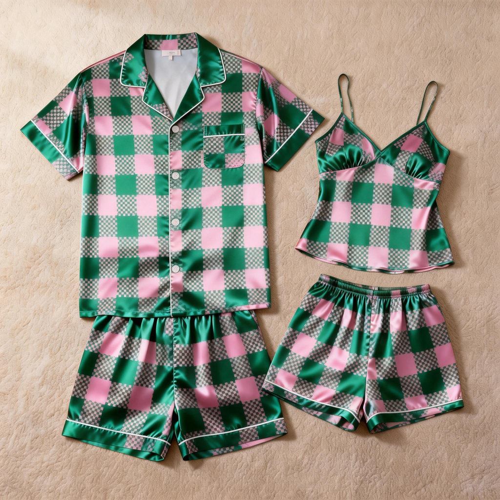 Silky Smooth Couple Sleepwear ¨C Satin Pajama Set