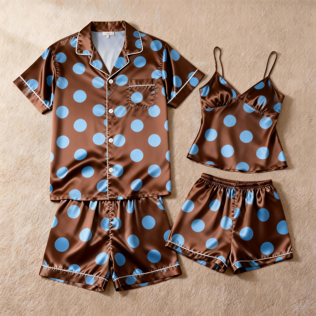 Couple¡¯s Silky Bedwear ¨C Classic Satin Pajama Short Set