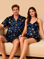 Couple¡¯s Silky Satin Sleepwear ¨C Classic Short Pajama Set