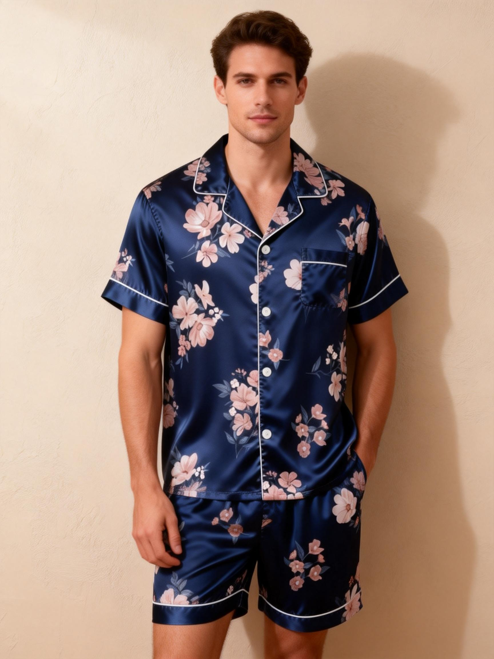 Classic Silky Sleep Pajamas for Two ¨C Satin Short Set