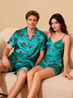 Silky Smooth Couple Pajamas ¨C Classic Satin Short Set