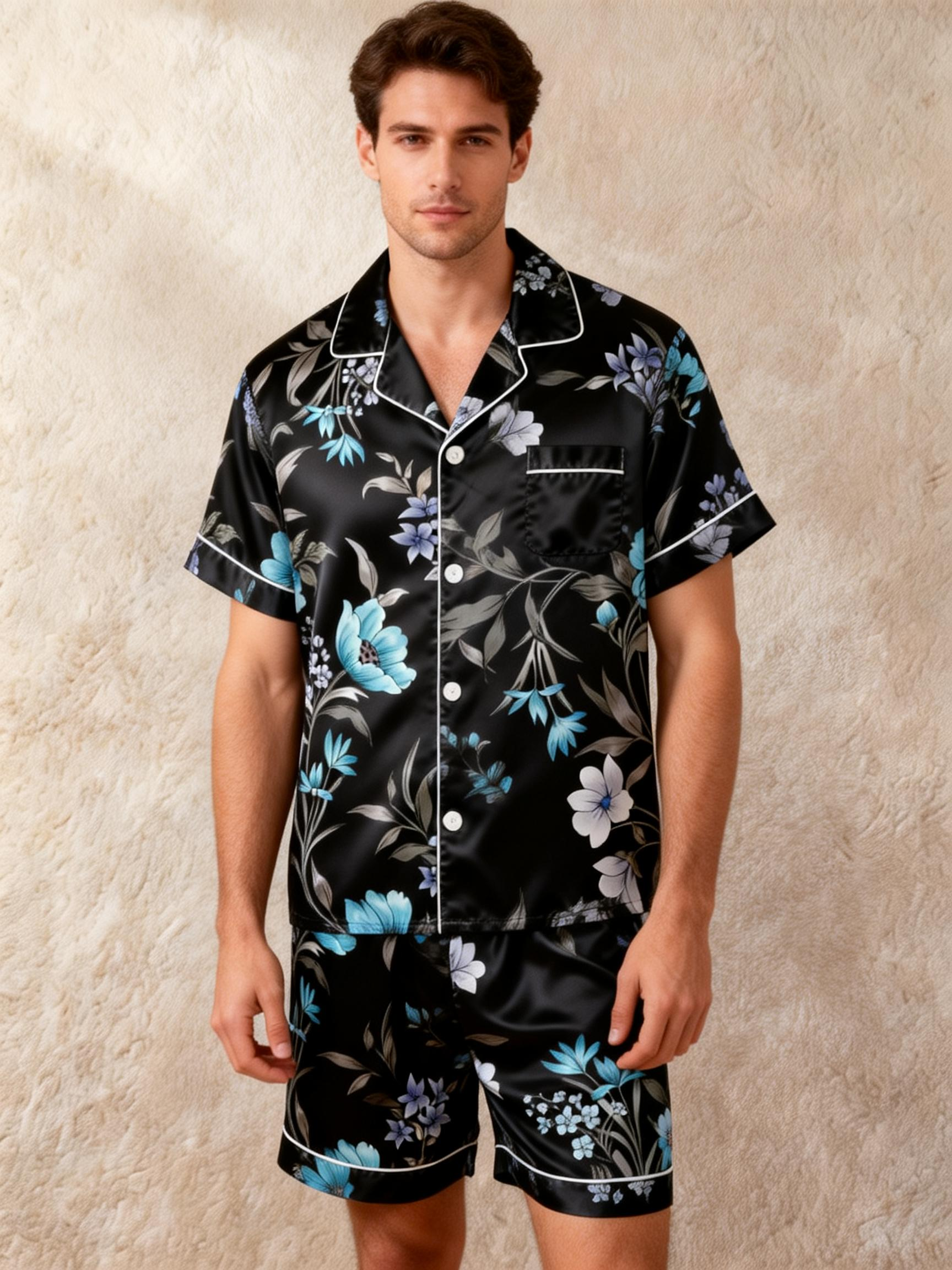 Couple¡¯s Satin Sleepwear Set ¨C Short & Comfortable