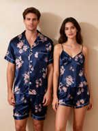 Classic Silky Sleep Pajamas for Two ¨C Satin Short Set