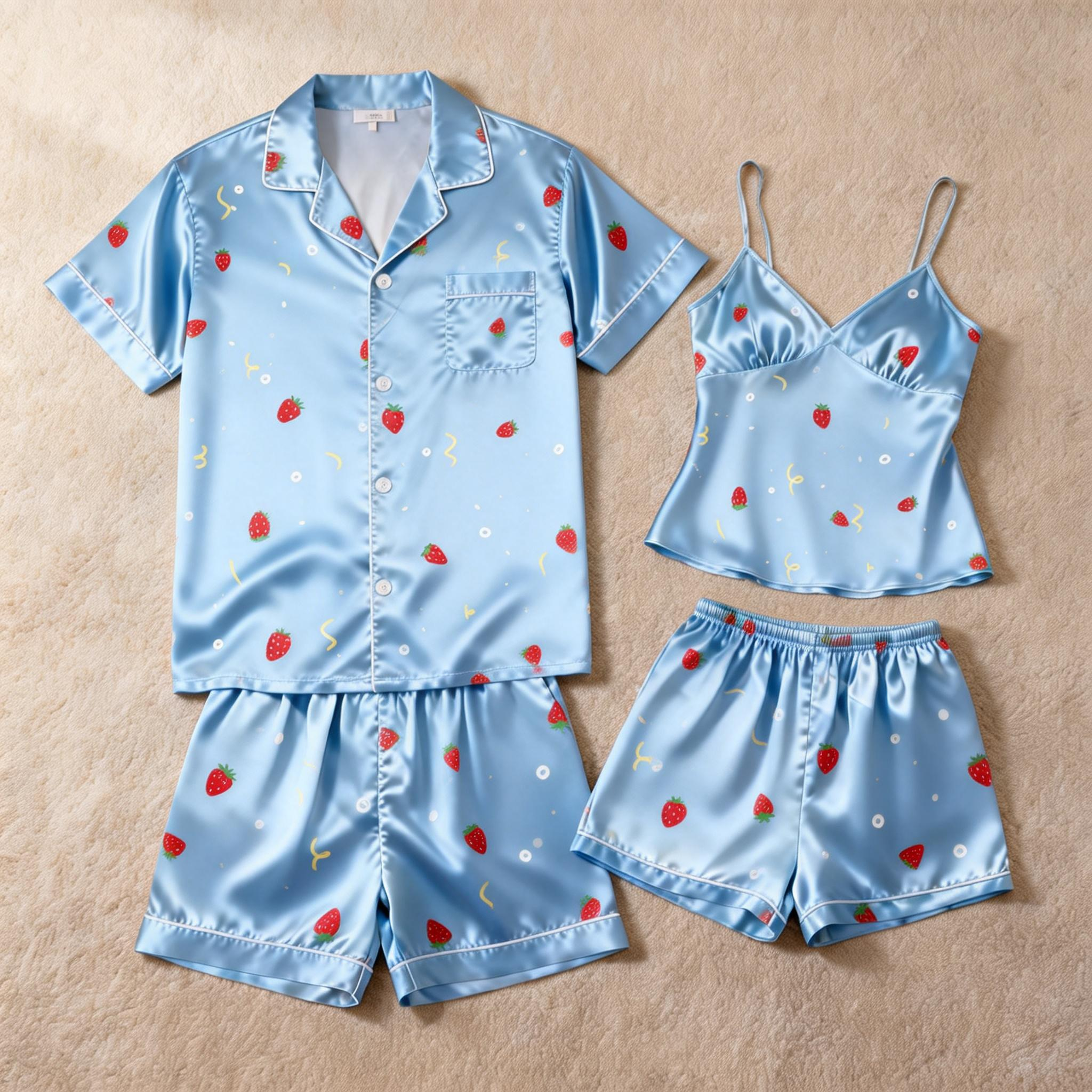 Couple¡¯s Silky Night Outfit ¨C Satin Pajama Short Set