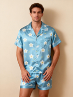 Classic Silky Couple Pajamas ¨C Satin Short Set for Relaxation