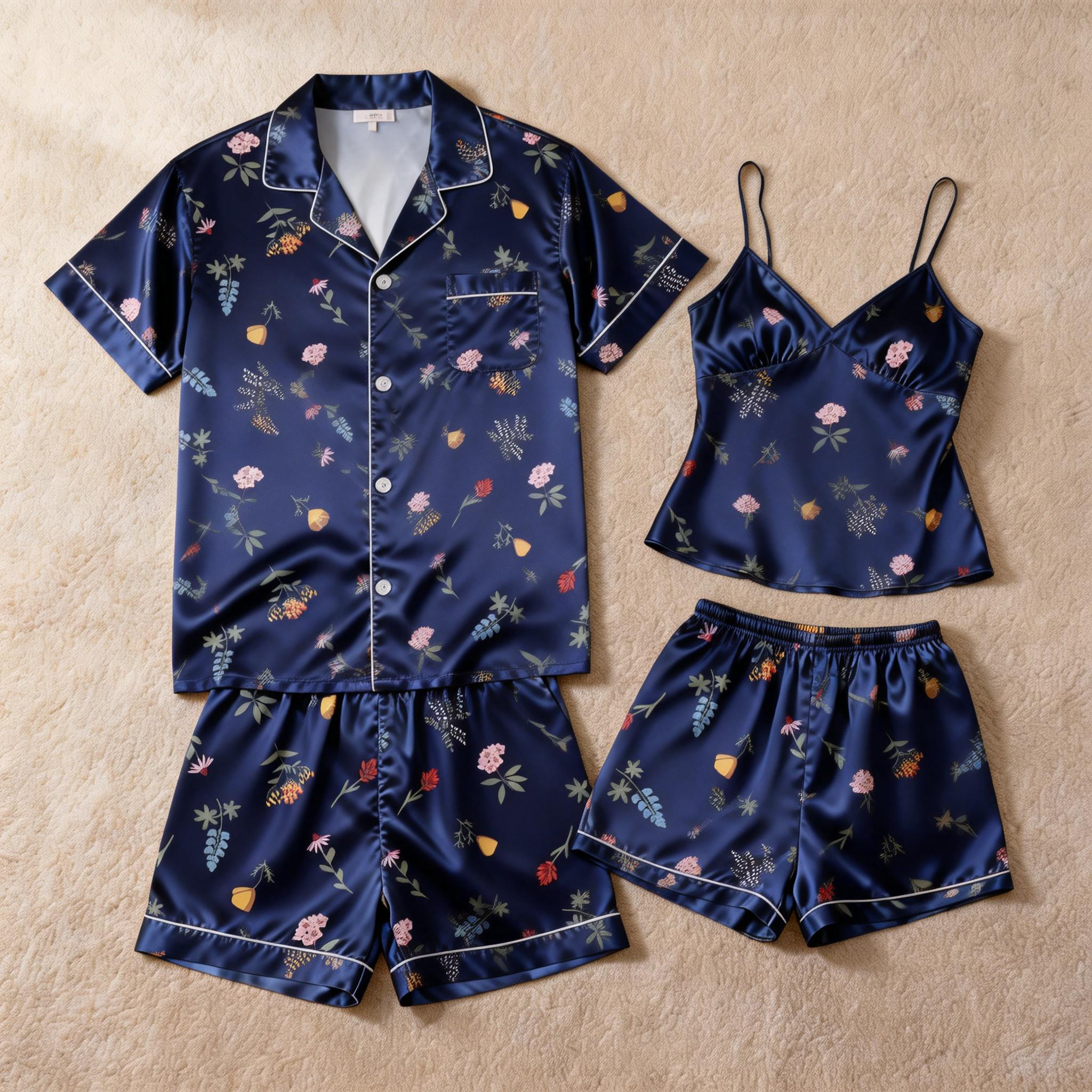 Couple¡¯s Silky Bedtime Pajamas ¨C Satin Sleep Shorts