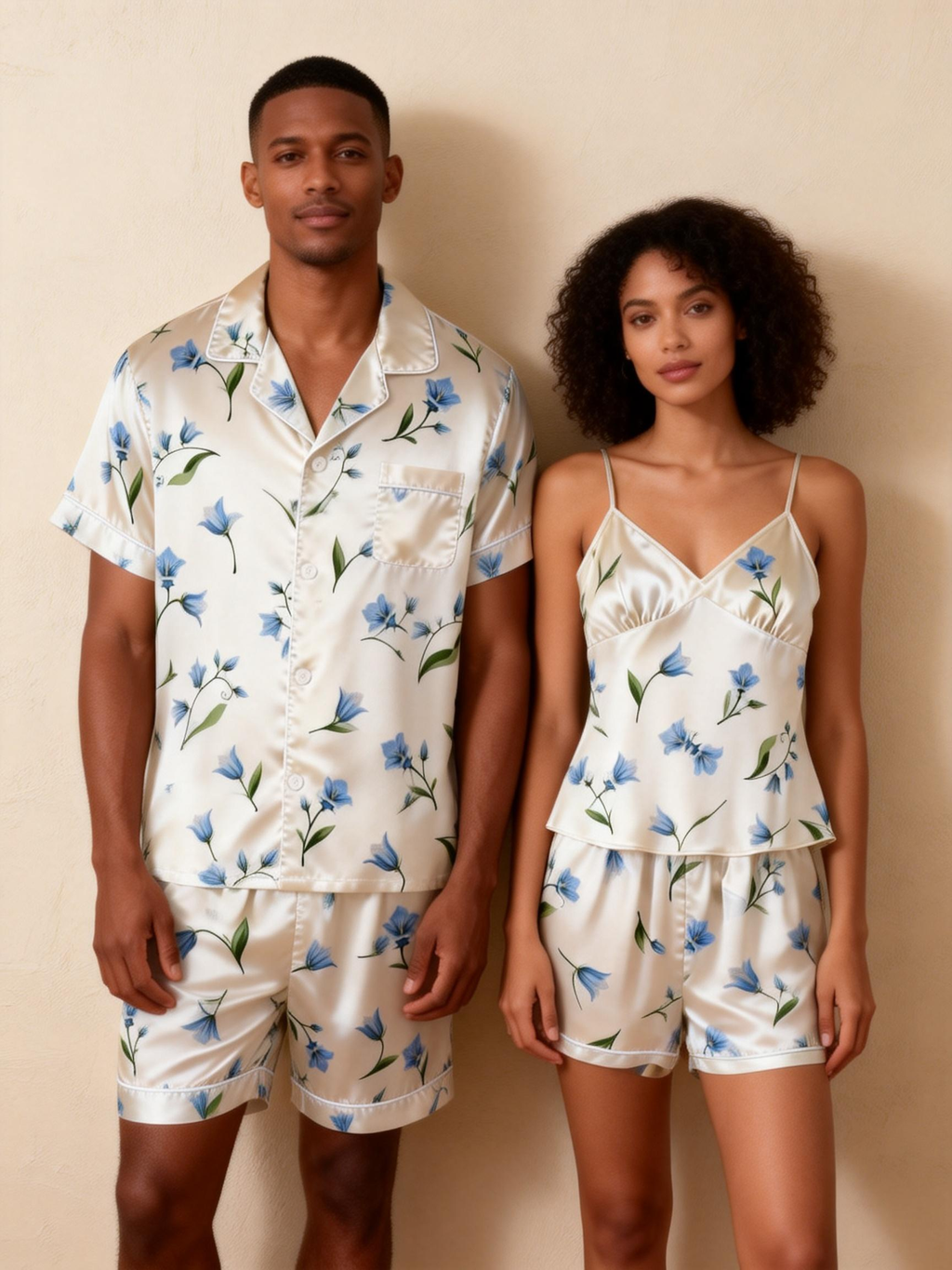 Couple¡¯s Silky Nighttime Pajamas ¨C Satin Short Set