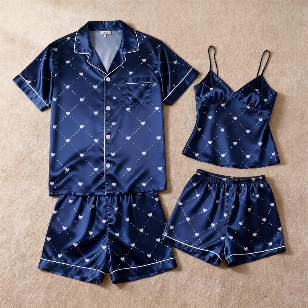 Matching Silky Pajamas for Two ¨C Satin Short Set