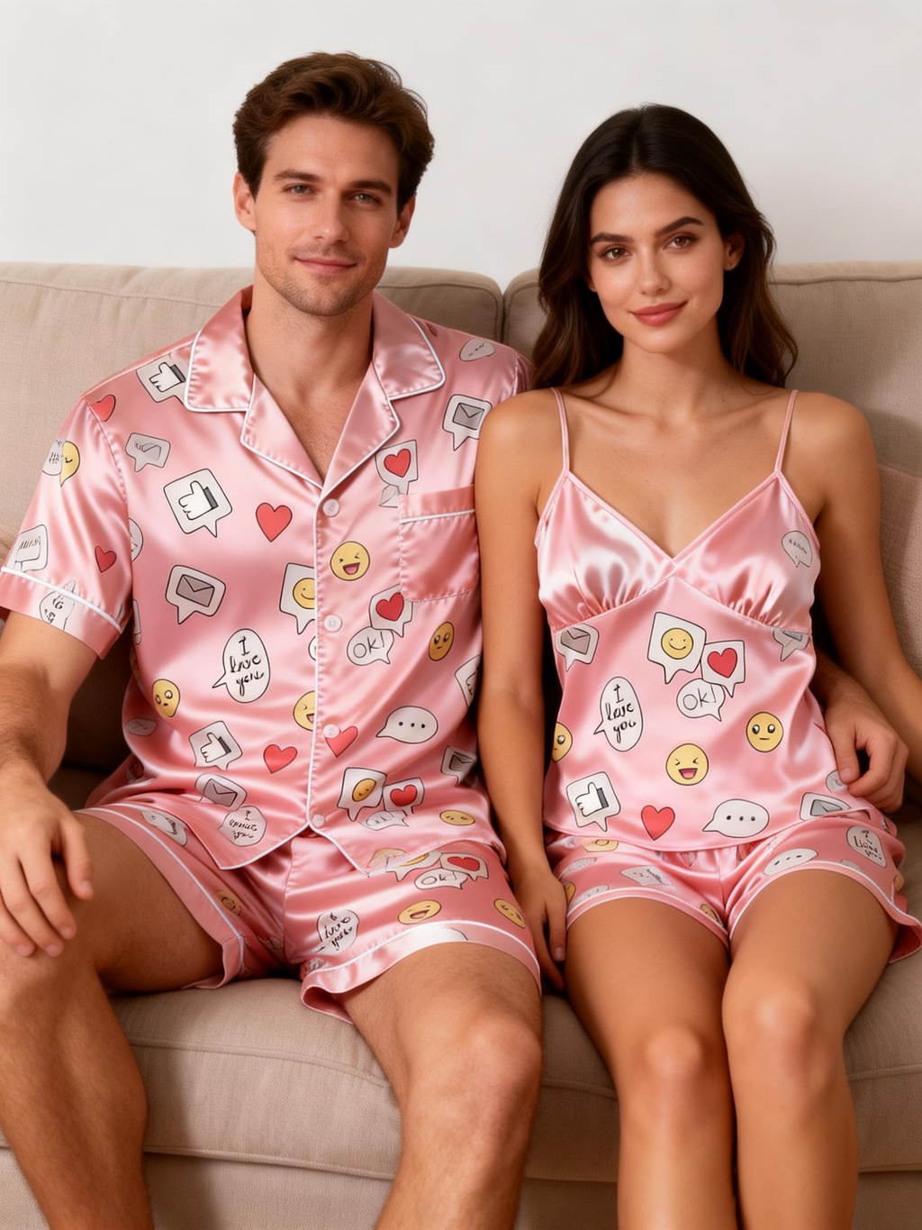 Soft Satin Sleep Set for Couples ¨C Ideal for Gifts