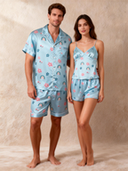His & Her Satin Pajama Shorts Set ¨C Classic Comfort