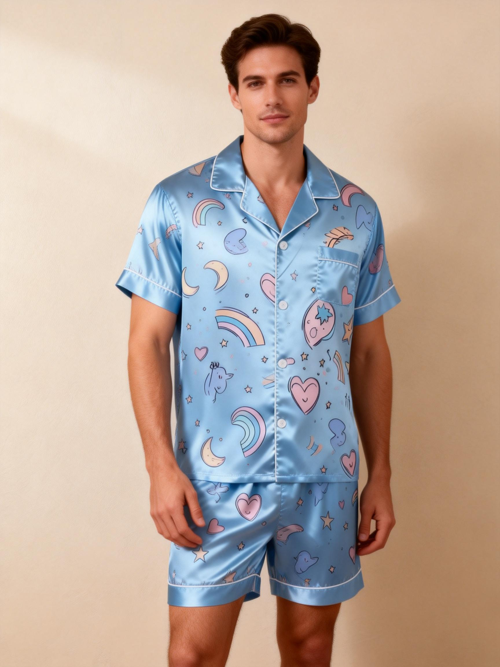 Matching Silky Satin Pajamas for Couples ¨C Short & Sweet Design