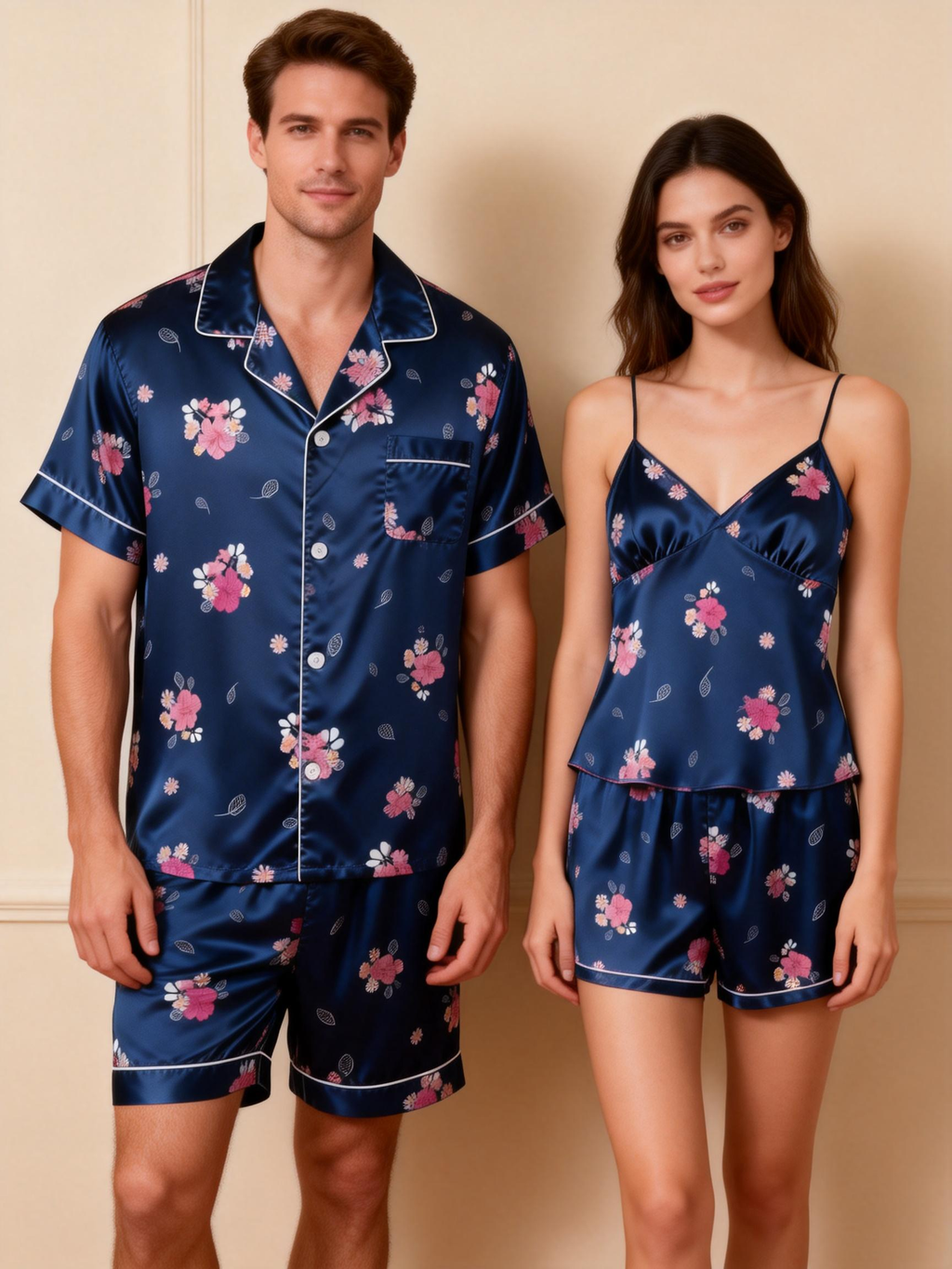 Silky Satin Couple Pajamas ¨C Soft & Shimmery Sleepwear