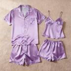 Silky Satin Solid Sleep Set for Couples-Teal