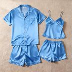 Silky Satin Solid Sleep Set for Couples-Light Green