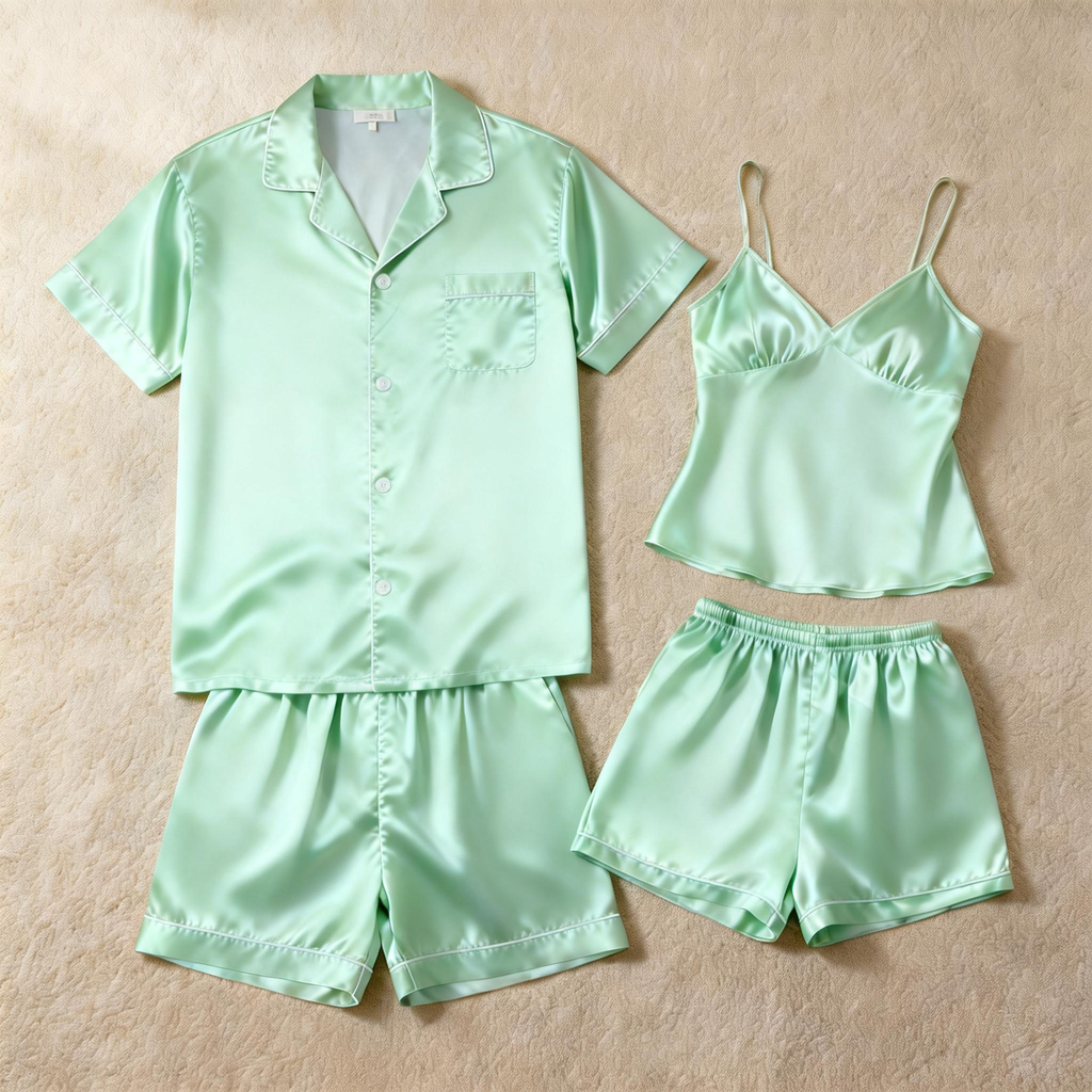 Silky Satin Solid Sleep Set for Couples-Mauve