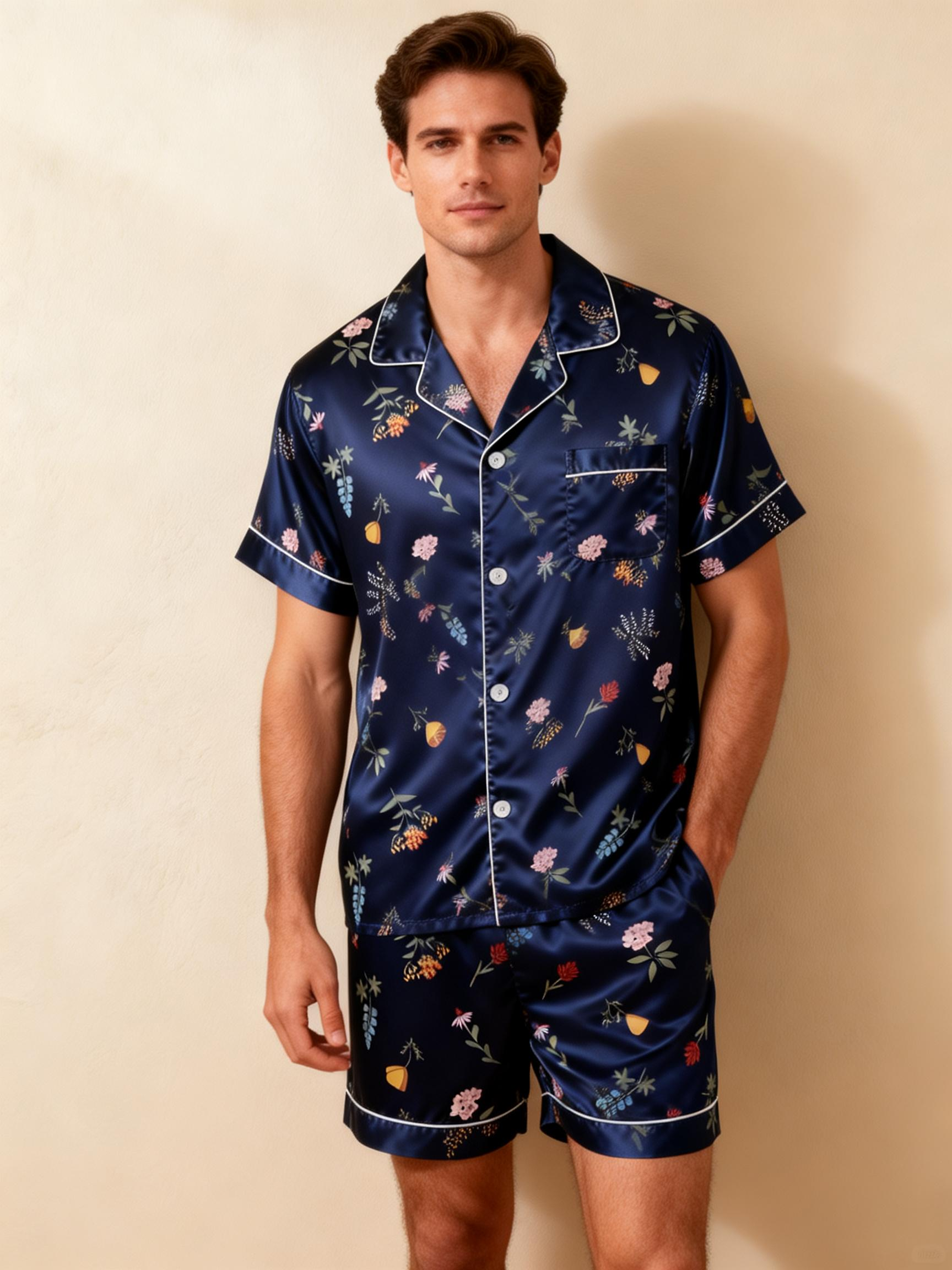 Couple¡¯s Silky Bedtime Pajamas ¨C Satin Sleep Shorts