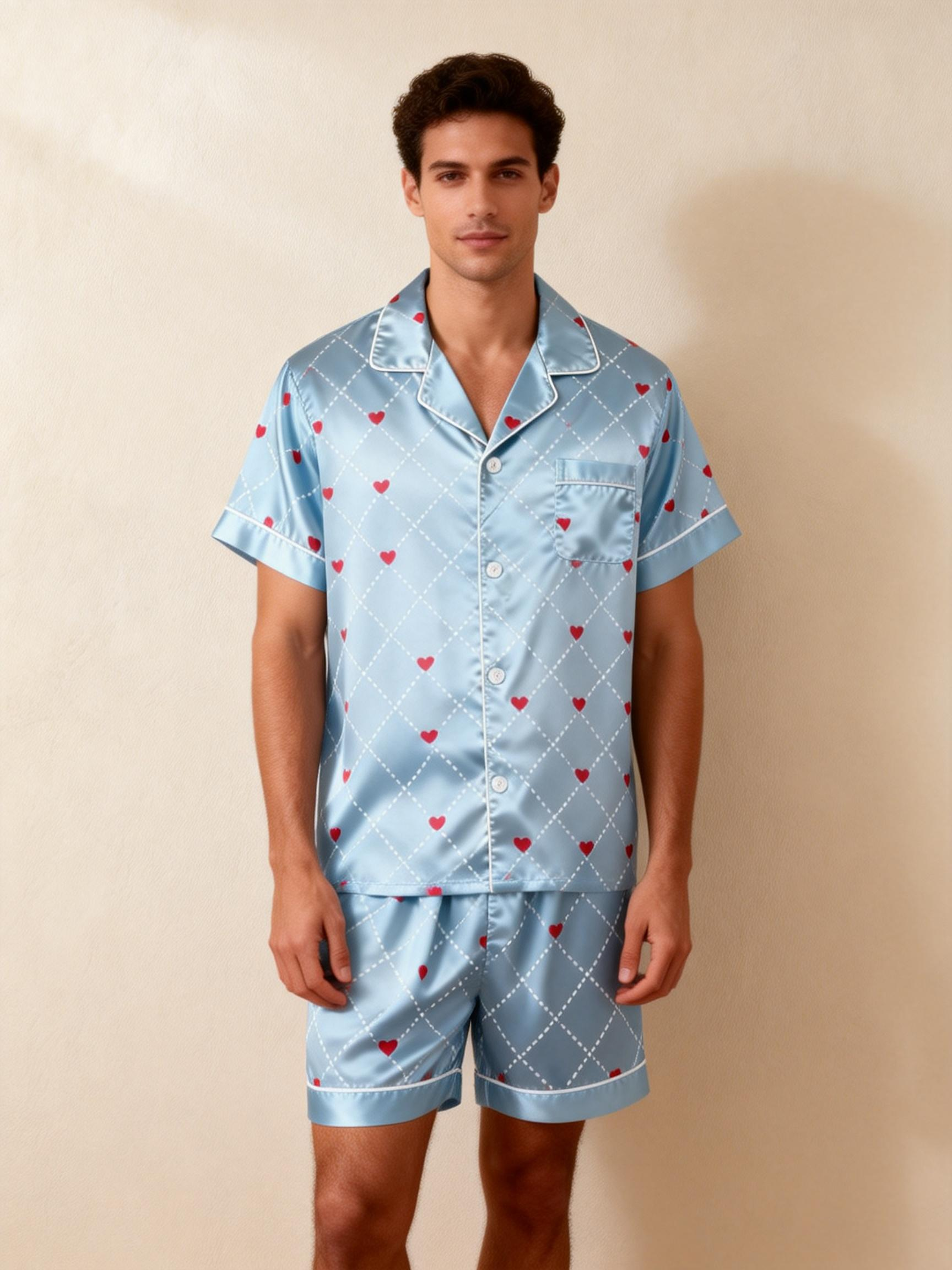 Silky Smooth Classic Pajamas for Couples ¨C Satin Short Set