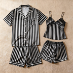 Striped Printed Silky Satin Pajamas for Couples ¨C Chic & Comfortable
