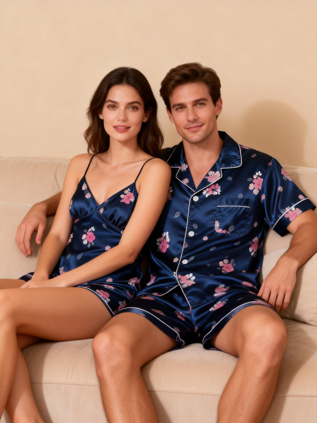 Silky Satin Couple Pajamas ¨C Soft & Shimmery Sleepwear