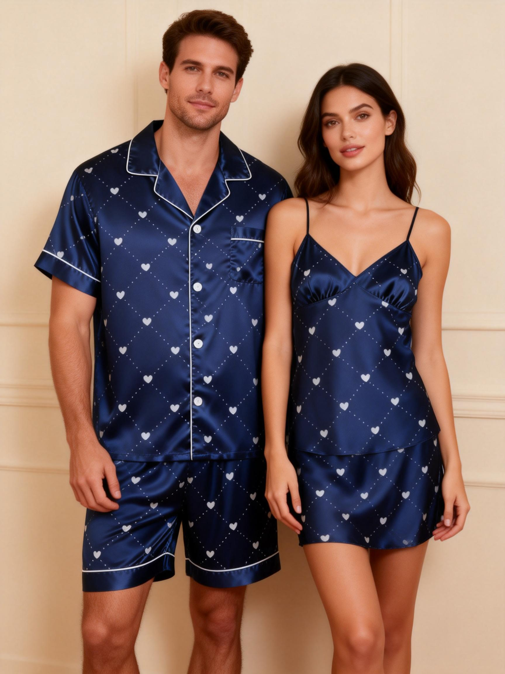 Matching Silky Pajamas for Two ¨C Satin Short Set