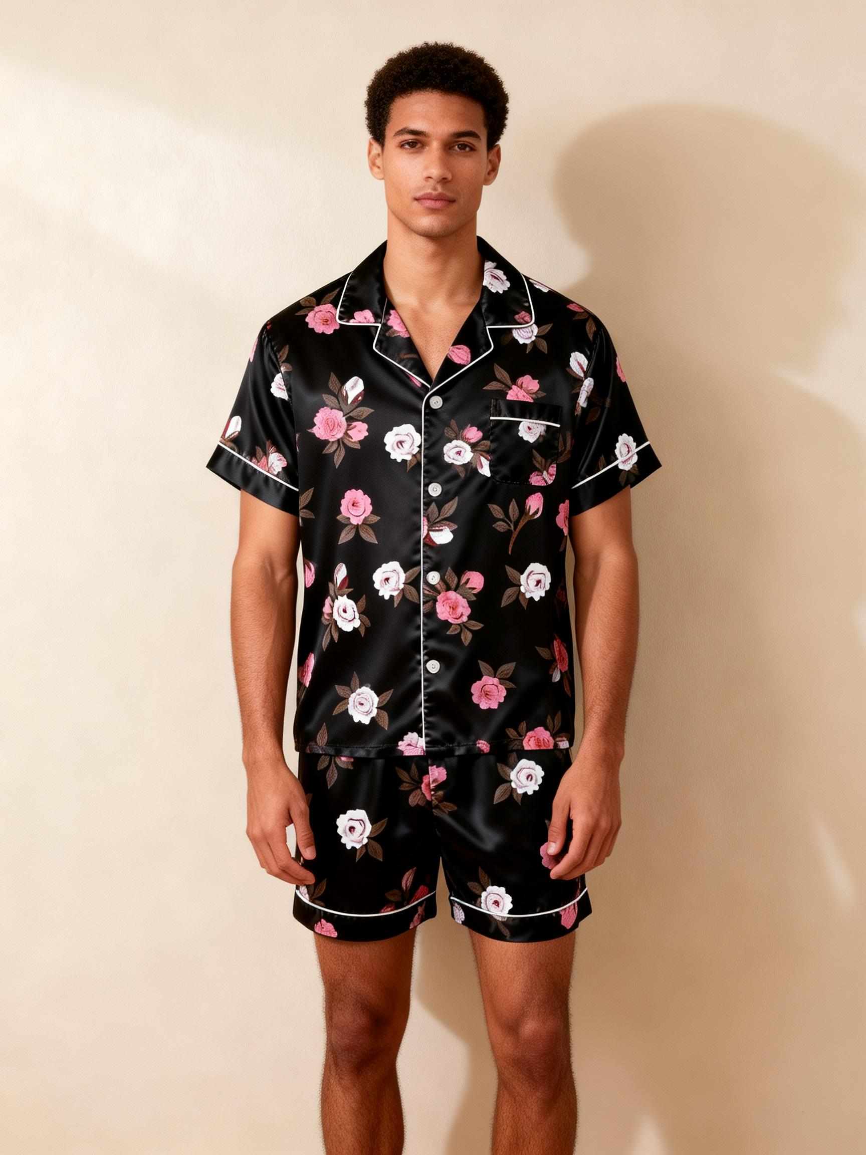 Matching Silky Sleep Set for Couples ¨C Satin Short Style