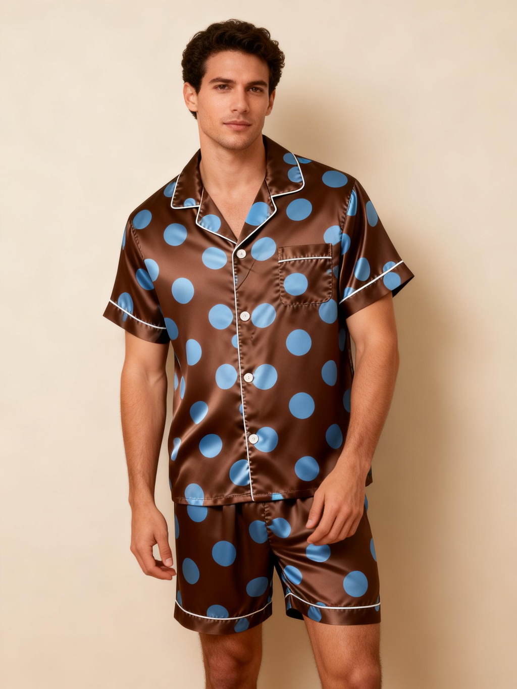 Couple¡¯s Silky Bedwear ¨C Classic Satin Pajama Short Set
