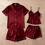Silky Satin Solid Sleep Set for Couples-Pink