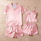 Silky Satin Solid Sleep Set for Couples-Teal