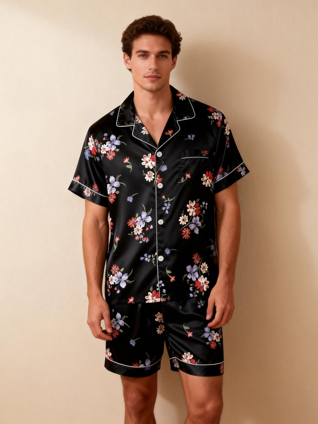 Silky Satin Couple Sleep Set ¨C Short & Stylish