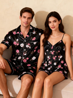 Matching Silky Sleep Set for Couples ¨C Satin Short Style