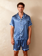 Striped Printed Silky Satin Pajamas for Couples ¨C Chic & Comfortable