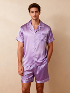 Silky Satin Solid Sleep Set for Couples-Mauve
