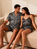 Striped Printed Silky Satin Pajamas for Couples ¨C Chic & Comfortable