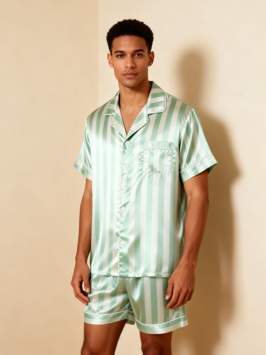 Striped Printed Silky Satin Pajamas for Couples ¨C Chic & Comfortable