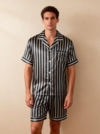 Striped Printed Silky Satin Pajamas for Couples ¨C Chic & Comfortable