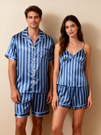 Striped Printed Silky Satin Pajamas for Couples ¨C Chic & Comfortable