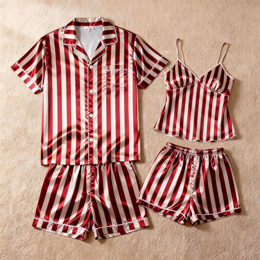 Striped Printed Silky Satin Pajamas for Couples ¨C Chic & Comfortable