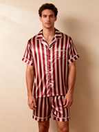 Striped Printed Silky Satin Pajamas for Couples ¨C Chic & Comfortable