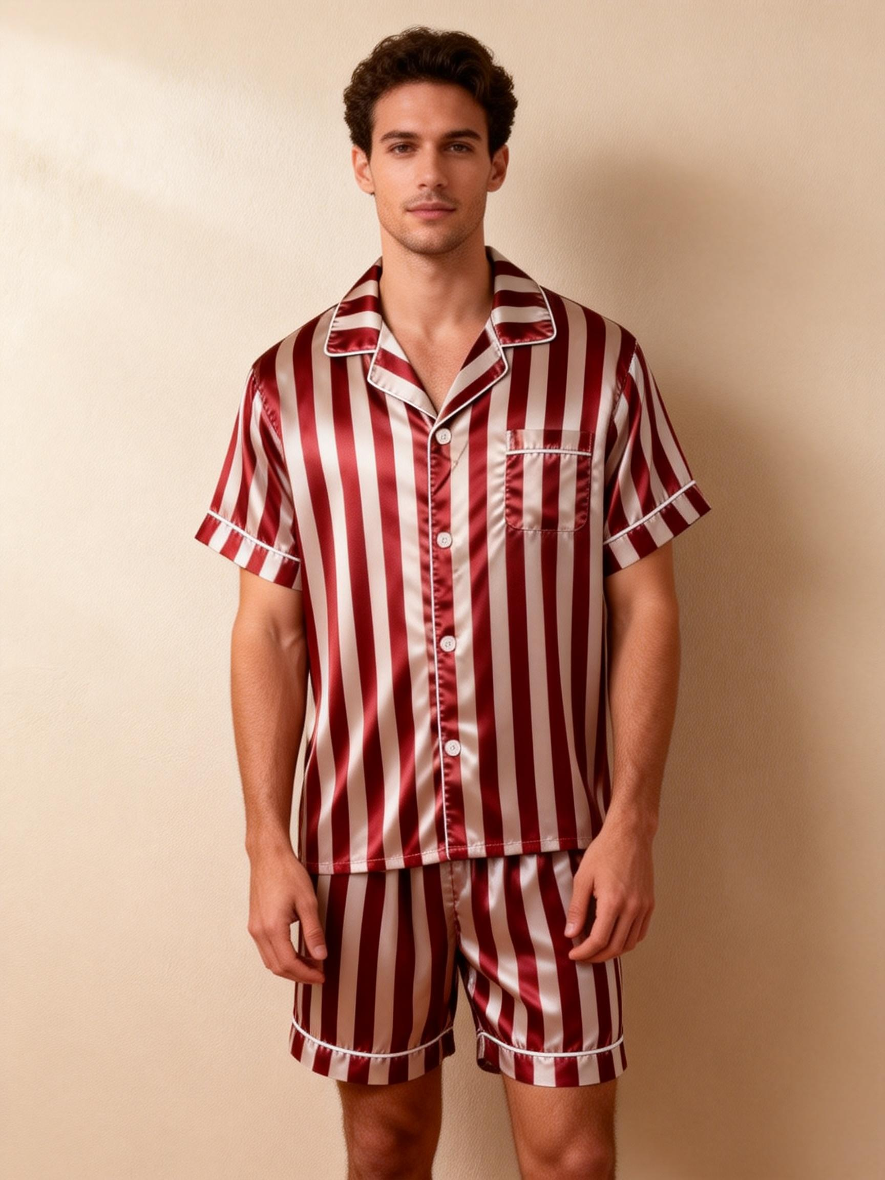 Striped Printed Silky Satin Pajamas for Couples ¨C Chic & Comfortable