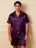 Silky Satin Solid Sleep Set for Couples-Purple