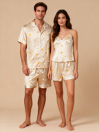 Intimate Couple Matching Pajamas: Classic Satin Style
