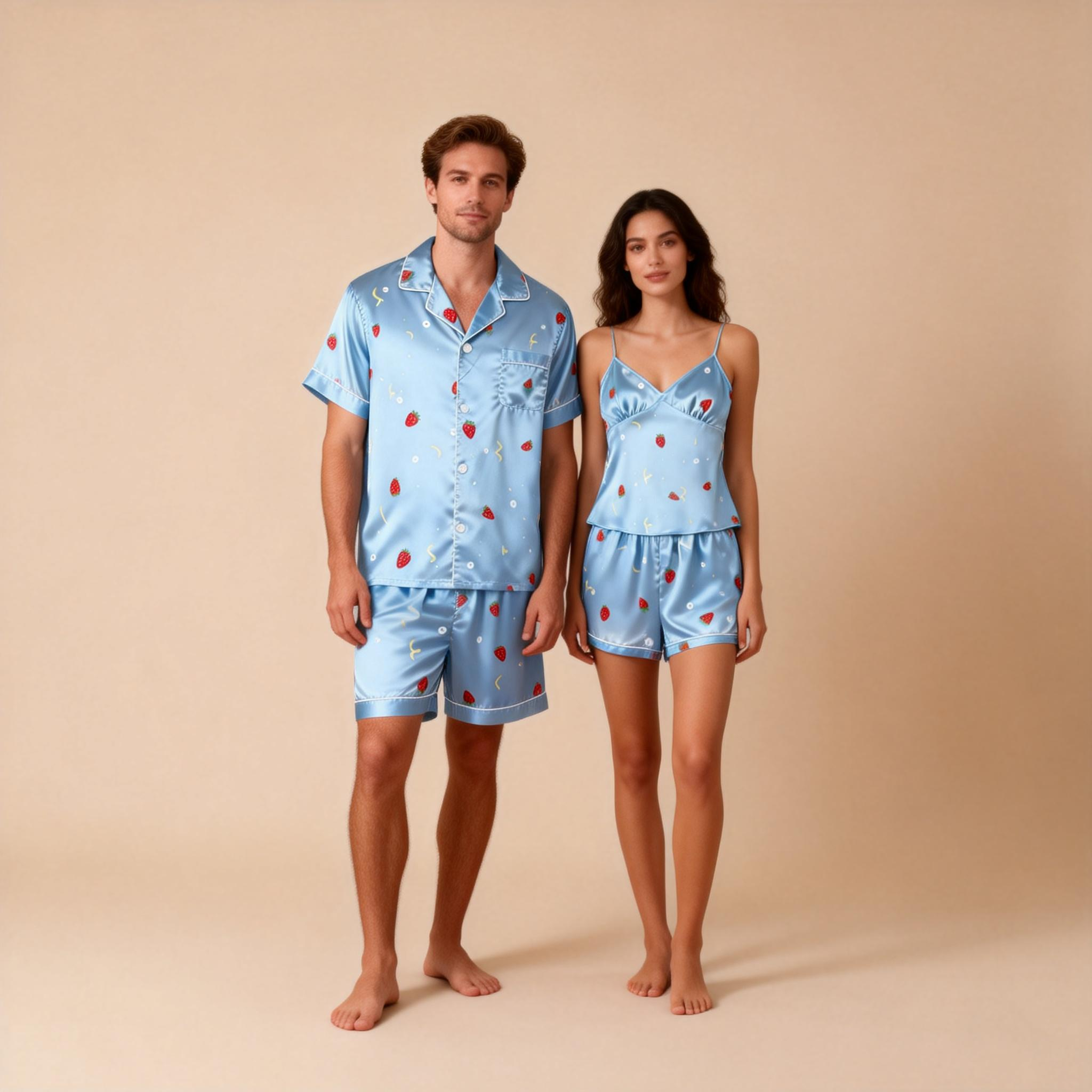 Couple¡¯s Silky Night Outfit ¨C Satin Pajama Short Set