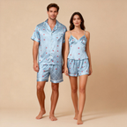 Silky Smooth Classic Pajamas for Couples ¨C Satin Short Set
